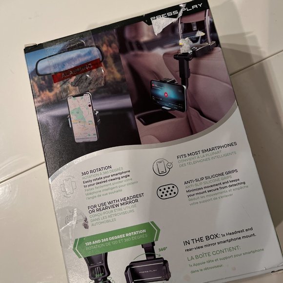 Smartphone Mount for Headrest or Rear-View Mirror 360 Degree Adjustable -new/e/x - Picture 2 of 5